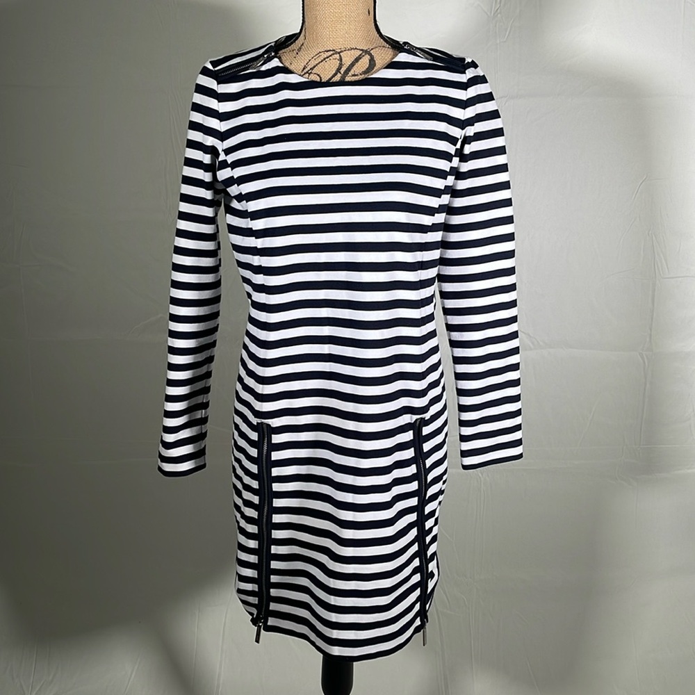 Michael Kors Navy Blue & White Striped Dress. M